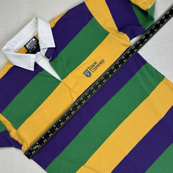 Vtg Tulane University Rugby Polo Shirt Men M Barbarian Casual Cotton Striped - Picture 7 of 9